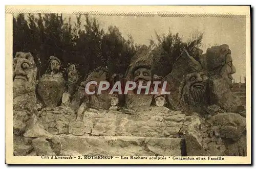 Cartes postales Rotheneuf Les Rochers Sculptes Gargantua et sa famille