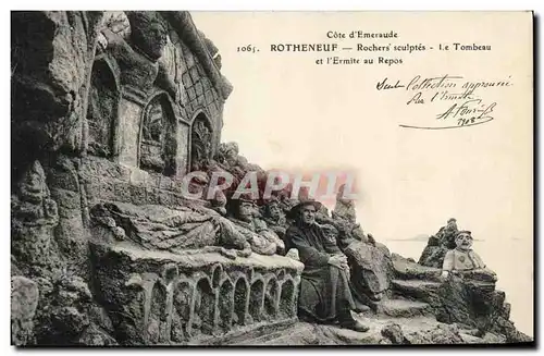 Cartes postales Rotheneuf Rochers Sculptes Le tombeau et l ermite au repos