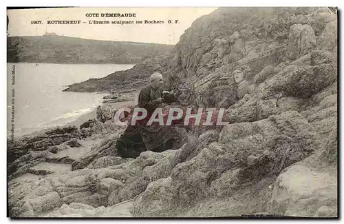 Cartes postales Rotheneuf L Ermite sculptant les Rochers