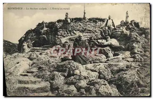 Cartes postales Rotheneuf Les rochers sculptes L ermite au travail