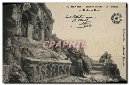 Cartes postales Rotheneuf Rochers Sculptes l ermite le tombeau et l ermite au repos