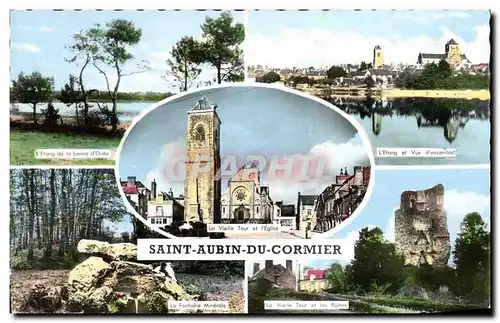 Moderne Karte Saint Aubin Du Cormier Etang de la lande d Ouee Fontaine minerale Vieille tour et les ruines