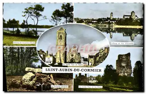 Cartes postales moderne Saint Aubin Du Cormier Etang de la lande d Ouee Fontaine minerale Vieille tour et les ruines