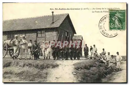 Cartes postales St Aubin Du Cormier Au Camp de la Lande d Ouee Le poste de police Militaria TOP