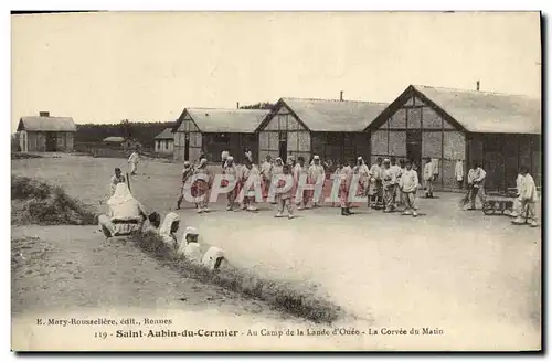 Cartes postales St Aubin Du Cormier Au Camp de la Lande d Ouee La corvee du matin Militaria