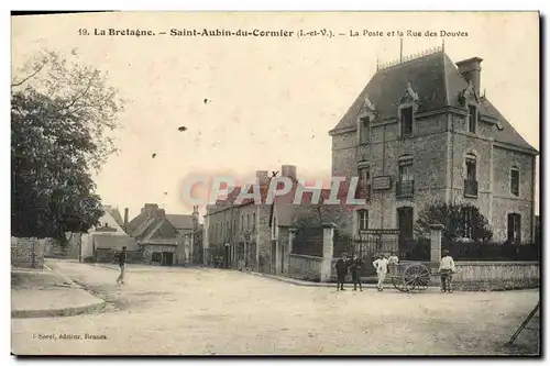 Cartes postales St Aubin Du Cormier La poste et la rue des Douves