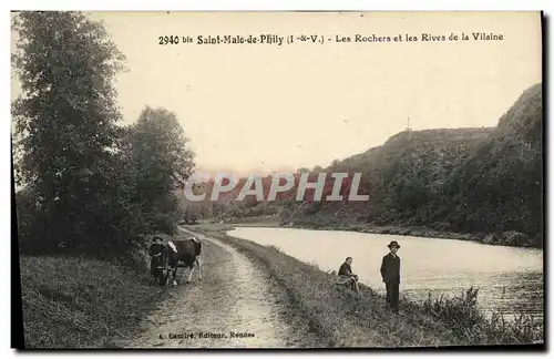 Cartes postales Saint Malo de Phily Les Rochers et les Rives de la Vilaine Enfant Vache