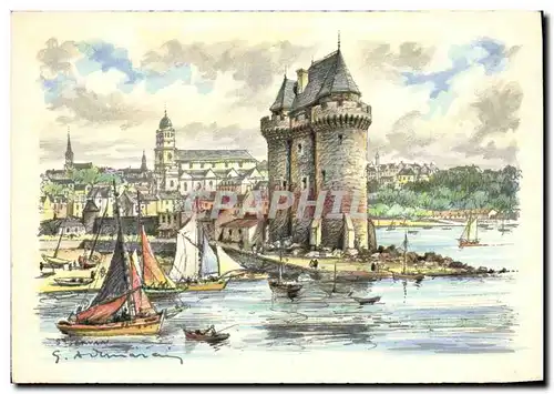 Cartes postales moderne Saint Servan Tour Solidor et le port