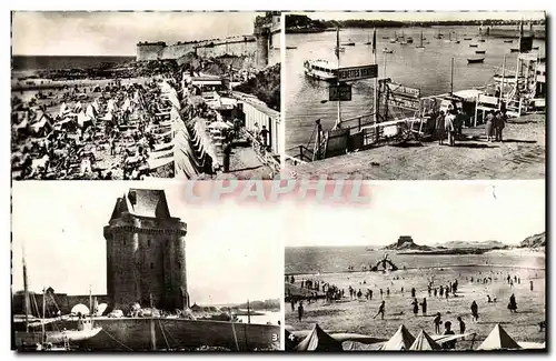 Cartes postales moderne Saint Servan Saint Malo Plage de Bon SEcours et la tour Bidouane Embarcadere des vedettes pour d