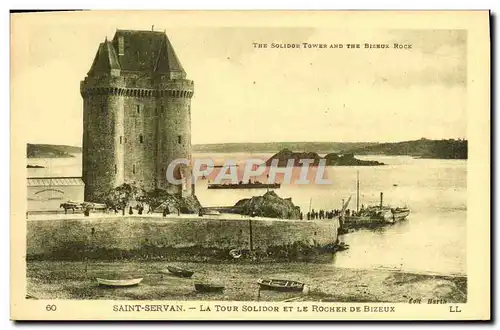 Ansichtskarte AK Saint Servan La Tour Solidor et le Rocher de Bizeux Bateau