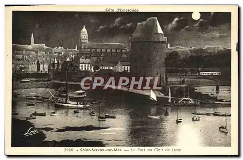 Ansichtskarte AK Saint Servan sur Mer Le Port au Clair de Lune