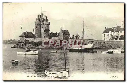 Ansichtskarte AK Saint Servan La cale et la Tour solidor Bateau