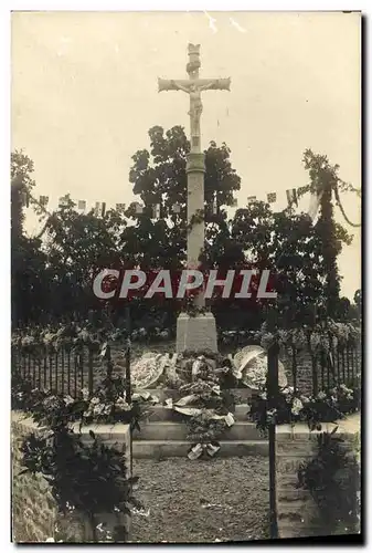 CARTE PHOTO Vitre Christ en croix Tombe