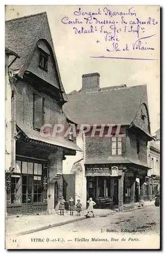 Cartes postales Vitre Vieilles Maisons Rue de Paris Enfants A la corne de Cerf Beaussant