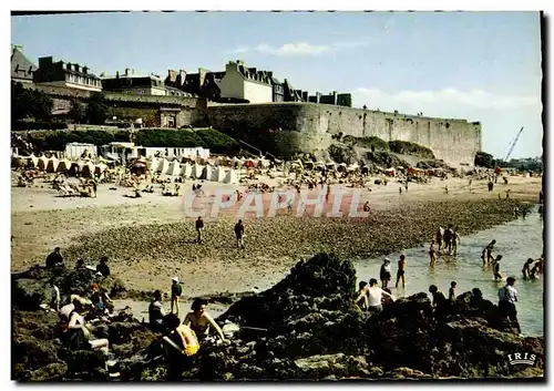 Moderne Karte Saint Malo La Plage de Bonsecours Les Rochers et les Remparts