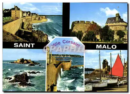 Moderne Karte Saint Malo Les remparts Le chateau Echappee vers Dinard Tour solidor