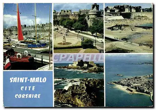 Cartes postales moderne Saint Malo Cite Corsaire La grande porte et le bassin des yachts Le chateau Porte St Vincent