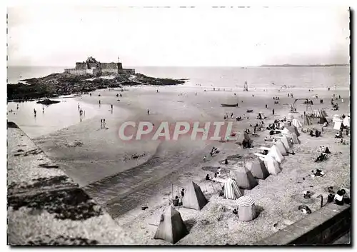 Cartes postales moderne Saint Malo La Plage et le Fort National