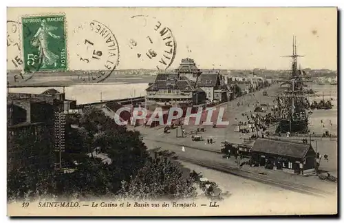 Ansichtskarte AK St Malo Le Casino et le Bassin Vus des Remparts Bateau Voilier