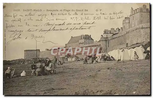 Cartes postales Saint Malo Remparts et Plage du Grand Be