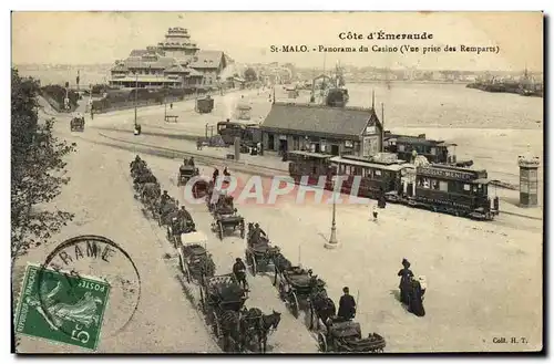 Cartes postales Saint Malo Panorama du Casino Vue prise des remparts Train