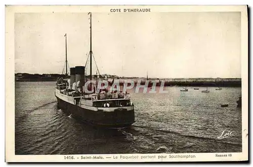 Cartes postales Saint Malo Le Paquebot Partant Pour Southampton Bateau