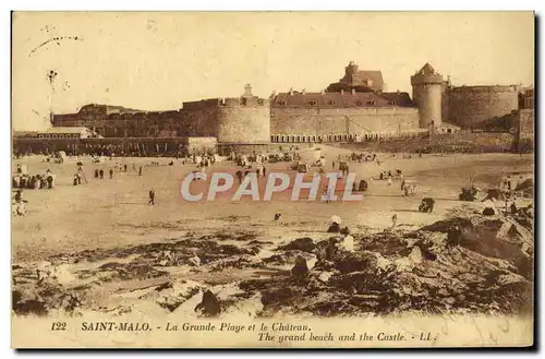 Ansichtskarte AK St Malo La Grande Plage et La Chateau