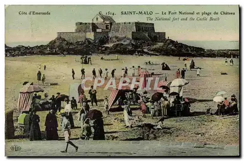 Cartes postales St Malo Le Fort National et plage du chateau