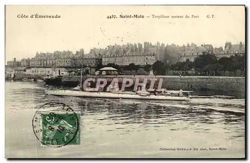 Cartes postales Saint Malo Torpilleur Sortant du Port Bateau