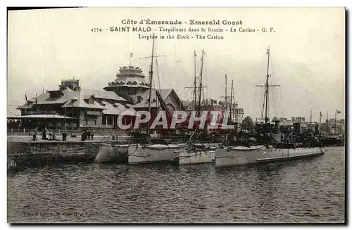 Cartes postales Saint Malo Torpilleurs dans le Bassin Le Casino Bateaux