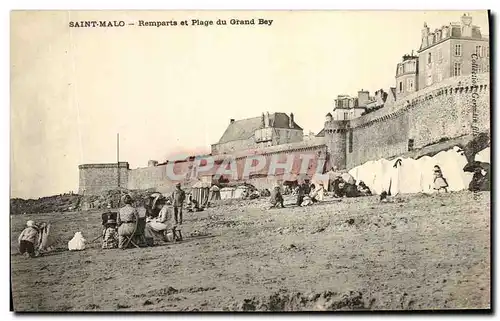 Cartes postales Saint Malo Remparts et Plage du Grand Bey