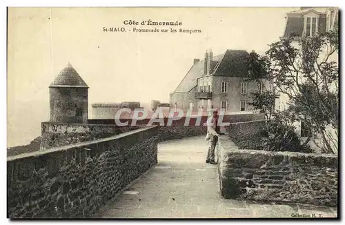 Ansichtskarte AK Saint Malo Promenade sur les Remparts