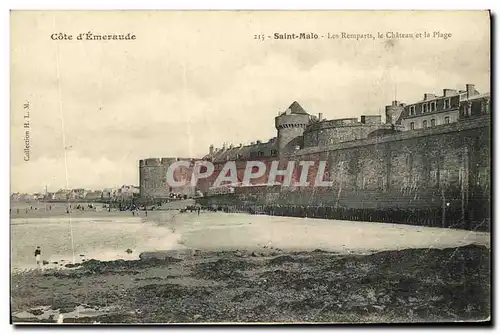 Cartes postales Saint Malo Les Remparts Le chateau et la plage