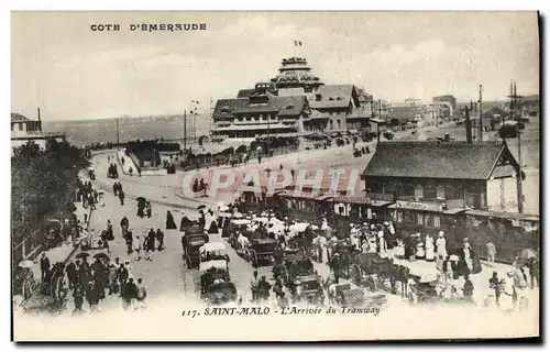 Ansichtskarte AK St Malo L Arrivee du Tramway