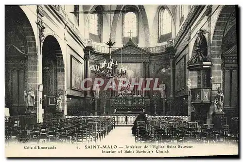 Cartes postales St Malo Interieur de L Eglise Saint Sauveur