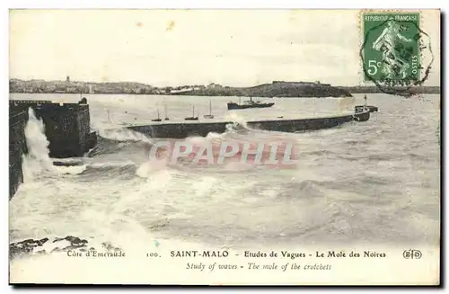 Cartes postales Saint Malo Etudes De Vagues Le Mole des Noires