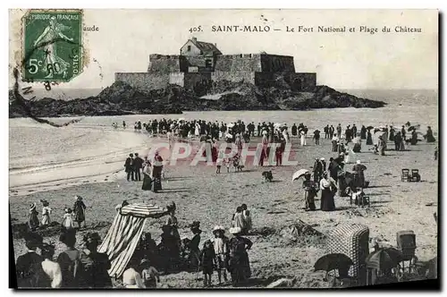 Ansichtskarte AK Saint Malo Le Fort National et Plage du Chateau