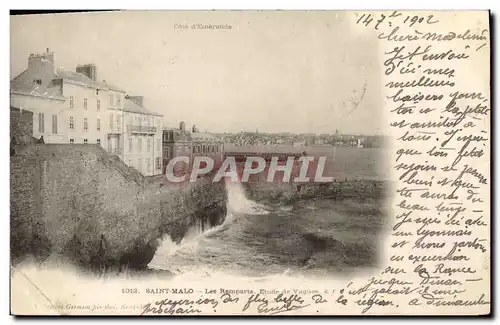 Ansichtskarte AK Saint Malo Les Remparts Etude de vagues