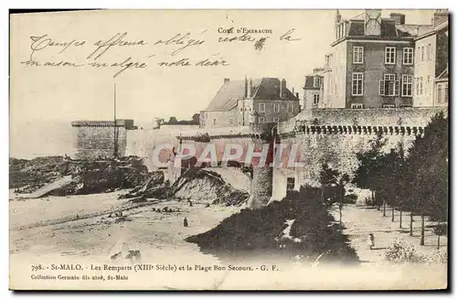 Cartes postales Saint Malo Les Remparts et la Plage Bon Secours