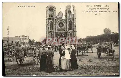 Ansichtskarte AK Saint Malo L Eglise De Rocabey et marche aux pommes de terre