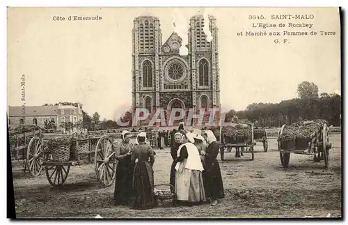 Cartes postales Saint Malo L Eglise De Rocabey et marche aux pommes de terre