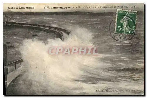 Cartes postales Saint Malo Le Mole Des Noires a La Tempete du 25 aout 1903