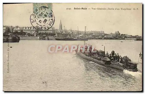 Cartes postales Saint Malo Vue Generale Sortie d un torpilleur Bateau