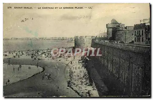 Cartes postales Saint Malo Le Chateau Et La Grande Plage