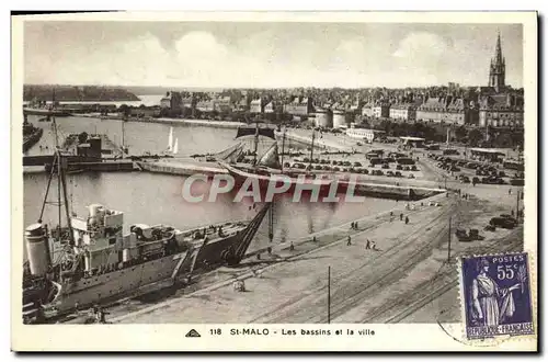 Ansichtskarte AK Saint Malo Les Bassins et la Ville Bateaux