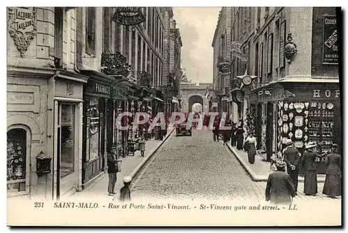 Cartes postales Saint Malo Rue et Porte Saint Vincent Lacorre Tailleur Pharmacie