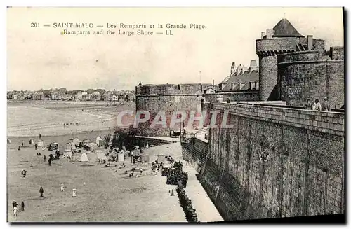 Ansichtskarte AK Saint Malo Les Remparts et la Grande Plage