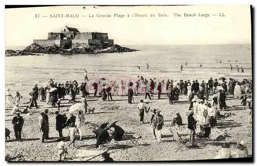 Ansichtskarte AK Saint Malo La Grande plage a L Heure du Bain