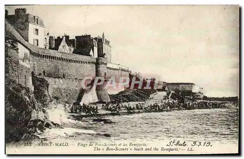 Ansichtskarte AK Saint Malo Plage de bon Secours et les Remparts