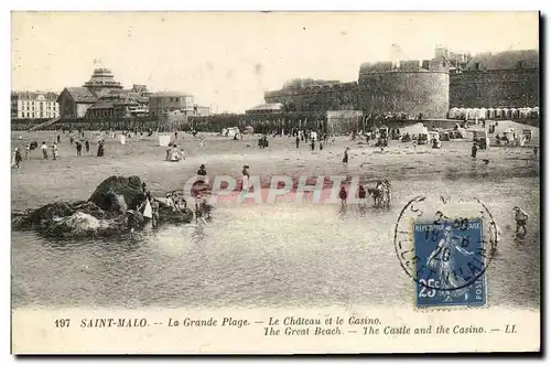 Cartes postales Saint Malo La Grande Plage Le Chateau et le Casino